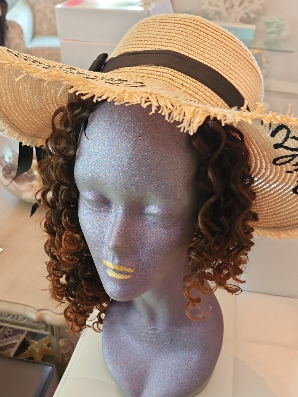 Women’s Straw Sun Hat with Black Band - Natural